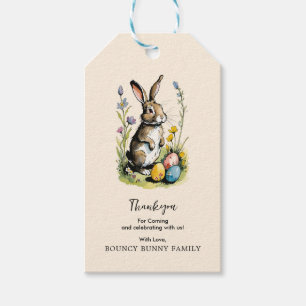 Étiquettes-cadeau Brunch de Pâques et chasse aux oeufs Bunny Fleur