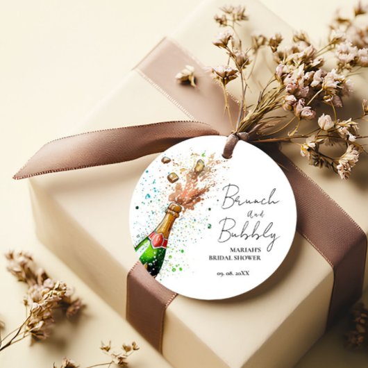 Étiquettes Cadeau Brunch Et Bubbly Champagne nuptiale Douche