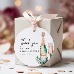 Étiquettes Cadeau Brunch et Bubbly Élégant Shower de Mariée
