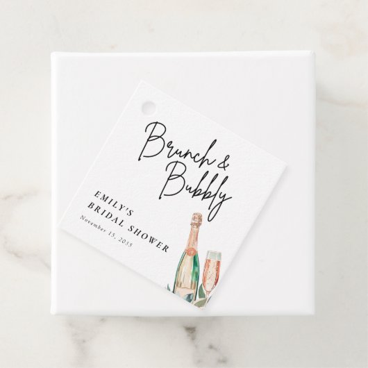 Étiquettes Cadeau Brunch et Bubbly Fête des mariées élégante (En situation)