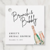 Étiquettes Cadeau Brunch et Bubbly Fête des mariées élégante (Devant)