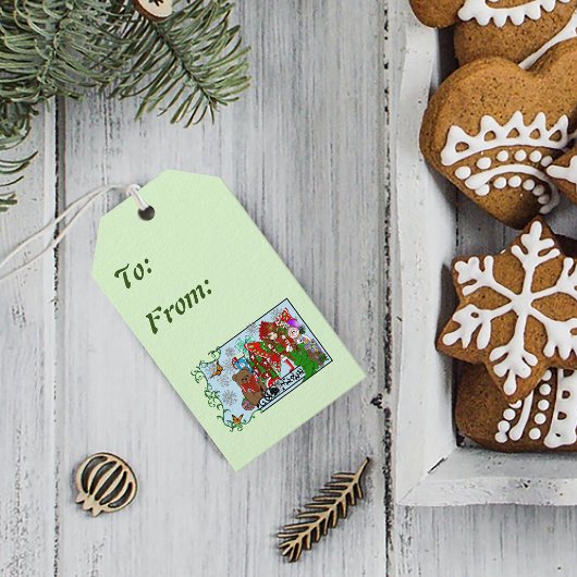 Étiquettes-cadeau Brunette Noël Présent Fée