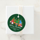 Étiquettes Cadeau Brush Script Feux de Noël Gnomes Vert (En situation)