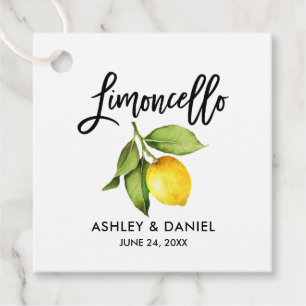 Étiquettes Cadeau Brush Script Lemon Mariage Limoncello Carrés Tags