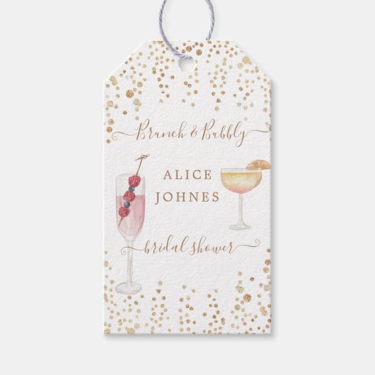 Étiquettes-cadeau Bubbly Cocktails Gold Parties scintillant Bridal B (Devant)