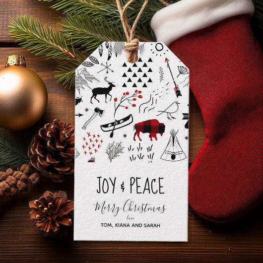 Étiquettes-cadeau Buffalo Adventures Black & Red Plaid ID599