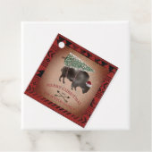 Étiquettes Cadeau Buffalo Bison Père Noël Joyeux sapin de Noël Neige (En situation)