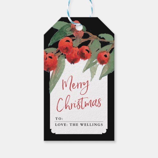 Étiquettes-cadeau Buffalo Check Plaid Noir & Blanc Russe Noël (Devant)