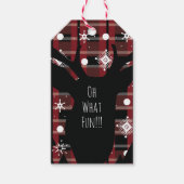 Étiquettes-cadeau Buffalo Plaid Deer Snowflakes Noël (Devant)