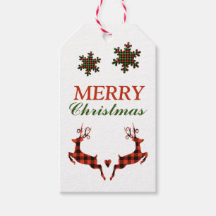Étiquettes-cadeau Buffalo Plaid Leaping Deer Christmas Tags cadeaux