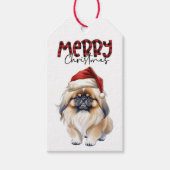 Étiquettes-cadeau Buffalo Plaid Text Pekingese Chien Noël (Devant)