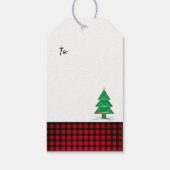 Étiquettes-cadeau Buffle rouge et noir rustique Plaid Christmas Tree (Dos)