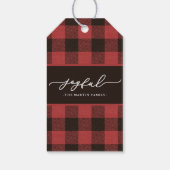 Étiquettes-cadeau Buffle rouge plaqué avec Joyeux Script Noël (Dos)
