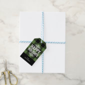 Étiquettes-cadeau Buffle vert et noir Vérifier photo de vacances rus (Avec de laficelle)