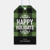 Étiquettes-cadeau Buffle vert et noir Vérifier photo de vacances rus (Devant)