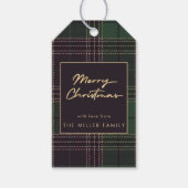 Étiquettes-cadeau Buffle vert Tartan Plaid Faux Gold Minimal (Devant)