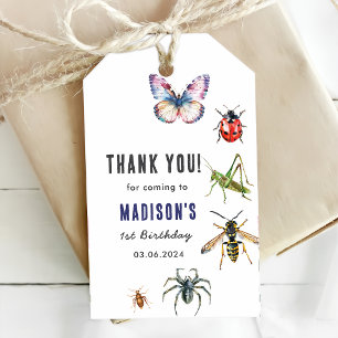 Étiquettes-cadeau Bugs & Insectes Vintage fête d'anniversaire
