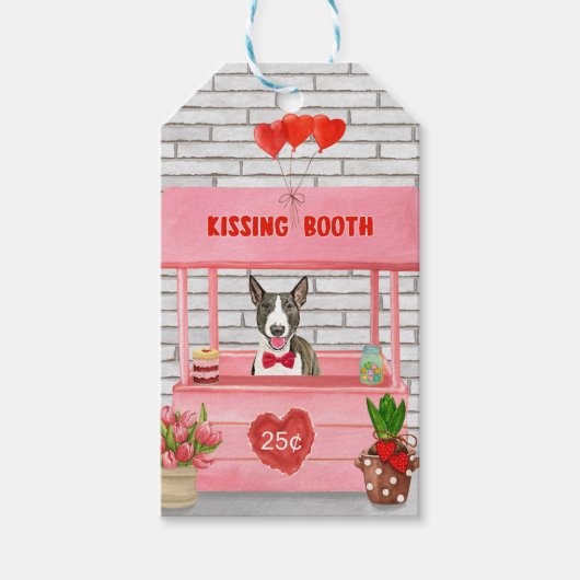 Étiquettes-cadeau Bull Terrier Chien Valentine's Day Kissing Booth (Devant)