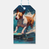 Étiquettes-cadeau Bull Terrier Plage Surf Peinture (Dos)