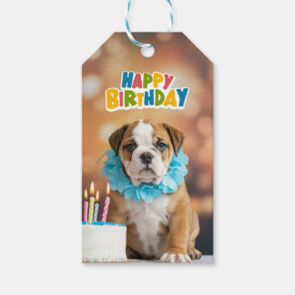 Étiquettes-cadeau Bulldog d'anniversaire