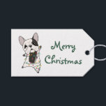 Étiquettes-cadeau Bulldog Dogs Merry Christmas Winter Animals<br><div class="desc">Le bulldog à la douceur avec des lumières de fées. Animaux amusants avec des cadeaux et de la neige aux vacances. Aussi drôle pour Noël en juillet. Les Bulldogs sont des animaux doux et parfaits pour Noël</div>