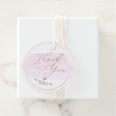 Étiquettes Cadeau Bulles de champagne rose, Merci d'aquarelle (En situation)