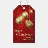 Étiquettes-cadeau Bulles de Noël Confetti en or rouge (Devant)