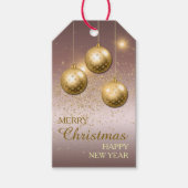 Étiquettes-cadeau Bulles de Noël Confetti en or violet (Devant)