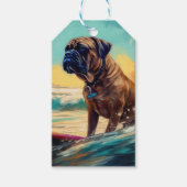Étiquettes-cadeau Bullmastiff Beach Surfing Peinture (Devant)