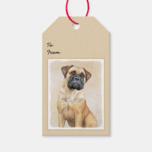 Étiquettes-cadeau Bullmastiff Painting - Cute Original Dog Art