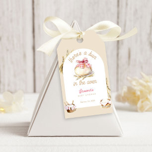 Étiquettes-cadeau Bun In The Oven Ruban Gingham Rose Baby Shower