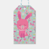 Étiquettes-cadeau Bunnies et fleurs roses (Devant)