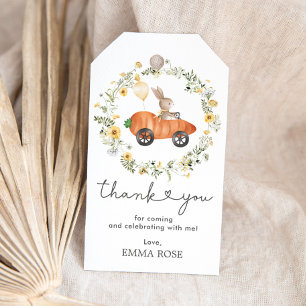 Étiquettes-cadeau Bunny Balloon Carotte Voiture Fleur sauvage Wreath