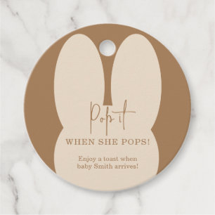 Étiquettes Cadeau Bunny Pop it quand elle sort baby shower