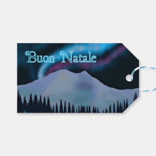 Étiquettes-cadeau Buon Natale - Blue Aurora (Devant (Horizontal))
