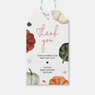 Étiquettes-cadeau Burgundy Fall Citrouille Baby shower Favoriser les