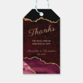 Étiquettes-cadeau Burgundy Gold Agate Geode Merci Mariage (Devant)