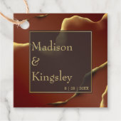 Étiquettes Cadeau 🤵 Burgundy Gold Elegant Inky Mariage Abstrait (Devant)