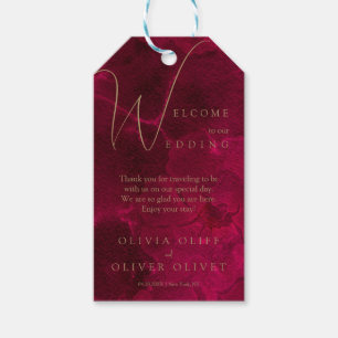 Étiquettes-cadeau Burgundy Passion Mariage Bienvenue