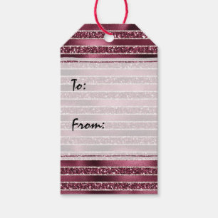 Étiquettes-cadeau Burgundy Rouge Rose Rose Gold Parties scintillant
