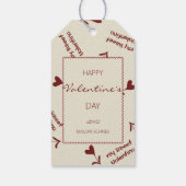 Étiquettes-cadeau Burgundy Script Hearts on Cream– Valentine Pattern (Dos)