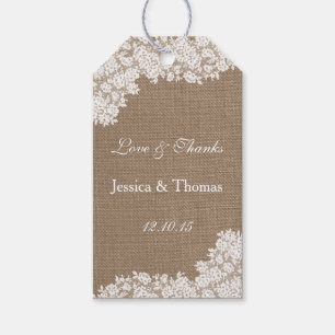 Étiquettes-cadeau Burlap Rustique et collection Vintage de dentelle