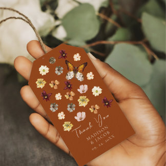 Étiquettes-cadeau Burnt Orange Fleur sauvage Boho Faveurs de mariage