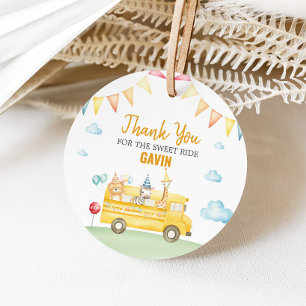 Étiquettes Cadeau Bus scolaire Jaune Fête d'anniversaire