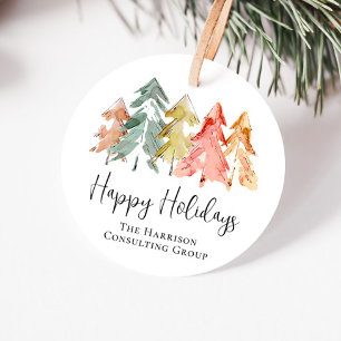 Étiquettes Cadeau Business Happy Holidays Aquarelle Entreprise
