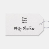 Étiquettes-cadeau Business Logo Merry Christmas Script Black & White (Devant (Horizontal))