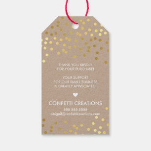 Étiquettes-cadeau BUSINESS PACKAGING TAG en or confetti taches kraft