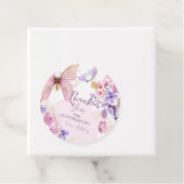 Étiquettes Cadeau Butterfly Merci Fluttering Par Fille Anniversaire  (En situation)