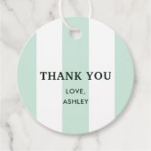 Étiquettes Cadeau Cabana Rayure Vert Mer Fête de Mariage (Devant)