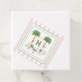 Étiquettes Cadeau Cabana Stripes Palm Beach Monogram Crest (En situation)